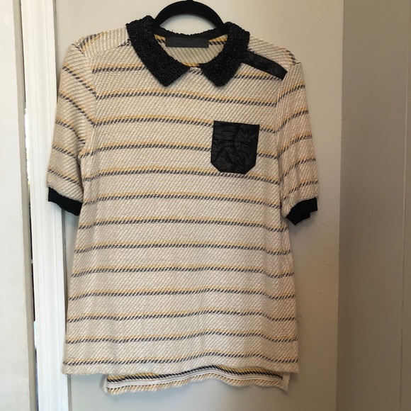 Proenza Schouler Runway Striped Raffia Polo Shirt - Picture 4 of 5